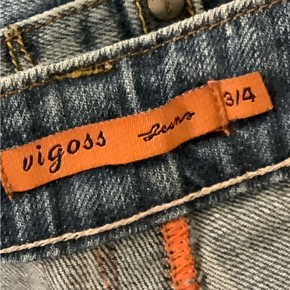 VIGOSS straight leg Distressed Pink Label Jeans Sz 3/4 Great Wash - Picture 8 of 9